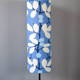 Tall Blue Floral Lampshade Fabric Made & Printed in England. Flower Leaf On Stem Pattern, Handmade By Vivid Shades - thumbnail 2