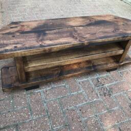 Corner Rustic Pine Tv Unit Solid Wood Stand/Cabinet Rustic Pine Wax Finish - thumbnail 2