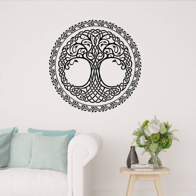Celtic Tree Vinyl Wall Decal Of Life Leaves Ornament Irish Room Decoration Art Stickers Mural - #2614Di - image 1