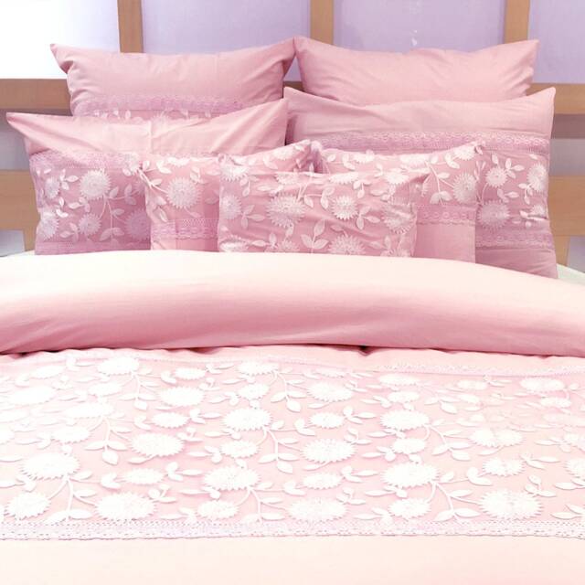King, Queen & Twin Size Pink Decorative Duvet Cover Set, Cotton Lace Embroidery, French Toile Contemporary - And - image 1