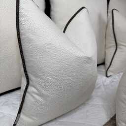 Blean Ivory Cushion Cover With Brown Piping Ashley Wilde Fabric Luxury Textured Pillow Case Euro Sham Handmade UK - thumbnail 4