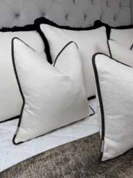 Blean Ivory Cushion Cover With Brown Piping Ashley Wilde Fabric Luxury Textured Pillow Case Euro Sham Handmade UK - thumbnail 1