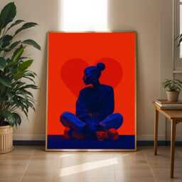 Afrocentric Art Print Red Heart Silhouette, Modern Home Decor - Poster Only - thumbnail 2