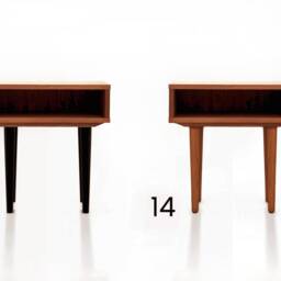 Nightstand With Open Shelf in Mid-Century Modern Style Made Of Oak Vaneer -Teak Colour -, Bedside Table Livlo T-P05 - thumbnail 2