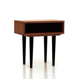 Nightstand With Open Shelf in Mid-Century Modern Style Made Of Oak Vaneer -Teak Colour -, Bedside Table Livlo T-P05 - thumbnail 4