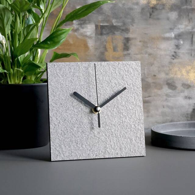 Recycled Paper Desk Clock For Modern Sustainable Home, Minimalist Table Handmade From Waste Paper, Industrial Office Standing - image 1