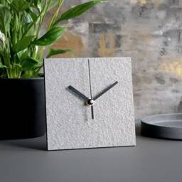 Recycled Paper Desk Clock For Modern Sustainable Home, Minimalist Table Handmade From Waste Paper, Industrial Office Standing - thumbnail 1