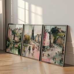 Set Of 3 Edinburgh Posters, Scottish City Wall Art, Travel Print Set, Modern Architecture Artwork, Urban Home Decor, UK Landscape Style - thumbnail 3