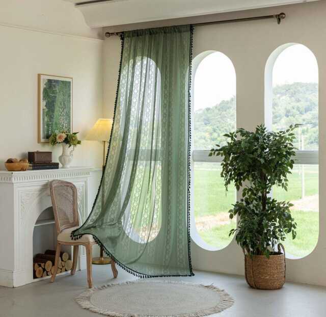 3 Colours Custom Voile Curtain Polyester Lace Sheer Made To Measure - image 1
