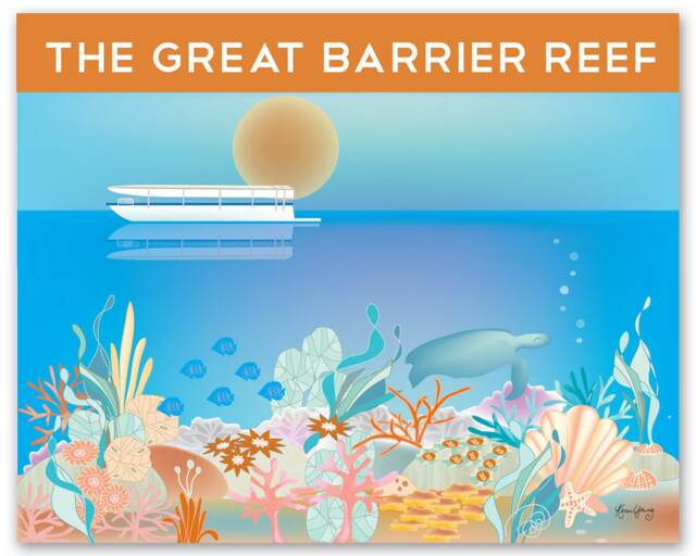 The Great Barrier Reef Poster, Australian Print, Great Barrier Reef Canvas Art Print E8-O-Gr-Bar - image 1