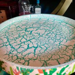Boho Cactus Side Table, Southwestern Decor For Home, Turquoise Tray Top End Tables Bedroom, Plant 5Th Anniversary Gift Nightstand - thumbnail 4