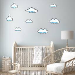 Clouds Wall Decals - Super Cloud Decal Set Of 8 Nursery Sticker Pixel Game Decor R114 - thumbnail 2