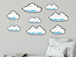 Clouds Wall Decals - Super Cloud Decal Set Of 8 Nursery Sticker Pixel Game Decor R114 - thumbnail 1