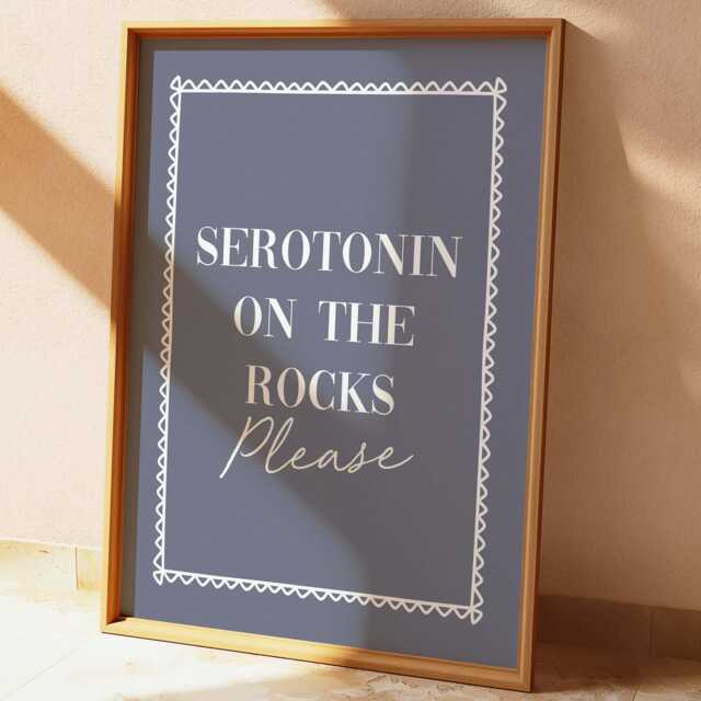 Serotonin On The Rocks Art Print Funny Bar Cart Decor - image 1