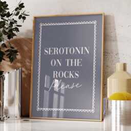 Serotonin On The Rocks Art Print Funny Bar Cart Decor - thumbnail 2