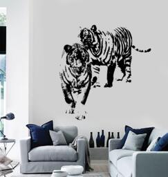 Wall Vinyl Sticker Tigers Family Romantic Love Decor For Living Room 1460Dz - thumbnail 1