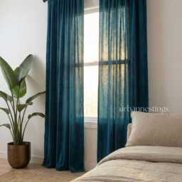 Luxurious Cotton Velvet Curtain Elegant Semi Blackout Window Panel - thumbnail 3