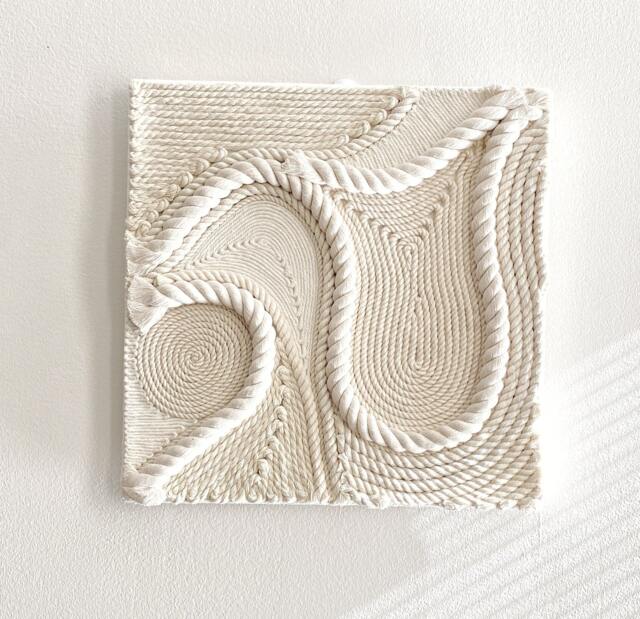 Fiber Art Wall Hanging, Handmade, Natural Cotton Rope - image 1