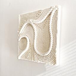 Fiber Art Wall Hanging, Handmade, Natural Cotton Rope - thumbnail 2