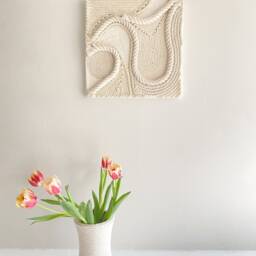 Fiber Art Wall Hanging, Handmade, Natural Cotton Rope - thumbnail 3