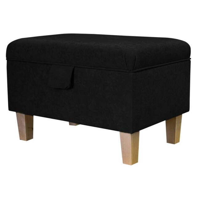 Handmade Black Storage Ottoman - Luxury Upholstery Fabric Bespoke British Made - image 1