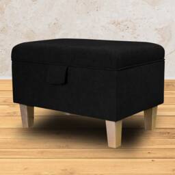 Handmade Black Storage Ottoman - Luxury Upholstery Fabric Bespoke British Made - thumbnail 4