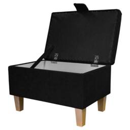 Handmade Black Storage Ottoman - Luxury Upholstery Fabric Bespoke British Made - thumbnail 2