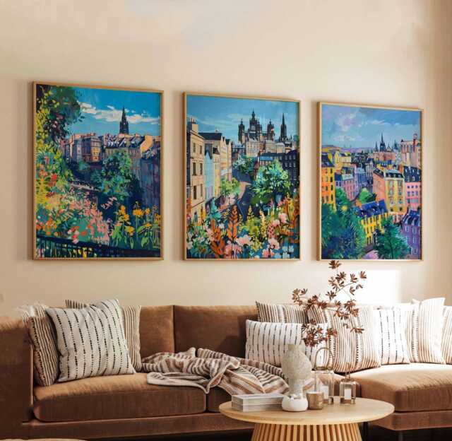 Set Of 3 Glasgow Posters, Scotland Travel Prints, Wall Art Set, Cityscape Poster Modern Home Decor Gift - image 1