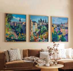 Set Of 3 Glasgow Posters, Scotland Travel Prints, Wall Art Set, Cityscape Poster Modern Home Decor Gift - thumbnail 1
