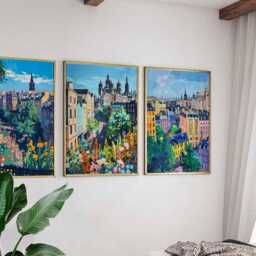 Set Of 3 Glasgow Posters, Scotland Travel Prints, Wall Art Set, Cityscape Poster Modern Home Decor Gift - thumbnail 3