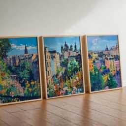 Set Of 3 Glasgow Posters, Scotland Travel Prints, Wall Art Set, Cityscape Poster Modern Home Decor Gift - thumbnail 2