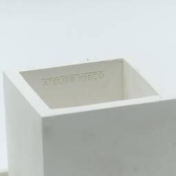 Atelier Ideco - Modern White Cube Concrete Planter Box With Draining Holes & Saucer, Nice For Cactus - thumbnail 4