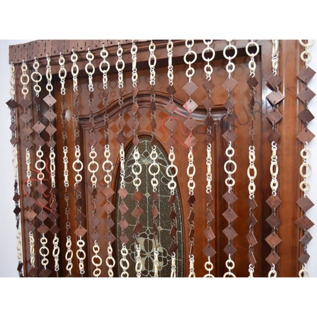 Handmade Wood Bead Door Curtain Bohemian Decor - image 1