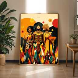 Afrocentric Women Art Print Modern Boho Geometric Decor - Poster Only - thumbnail 2