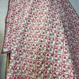 Quilted Pure Cotton Reversible Bed Throw King Size Summer Indian Quilt - Handmade Handprint Country Pink White Small Motif - thumbnail 4