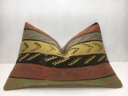 Vintage Kilim Pillow Cover, Turkish Handwoven Lumbar - 16x24