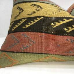 Vintage Kilim Pillow Cover, Turkish Handwoven Lumbar - 16x24 - thumbnail 3