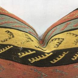 Vintage Kilim Pillow Cover, Turkish Handwoven Lumbar - 16x24 - thumbnail 2