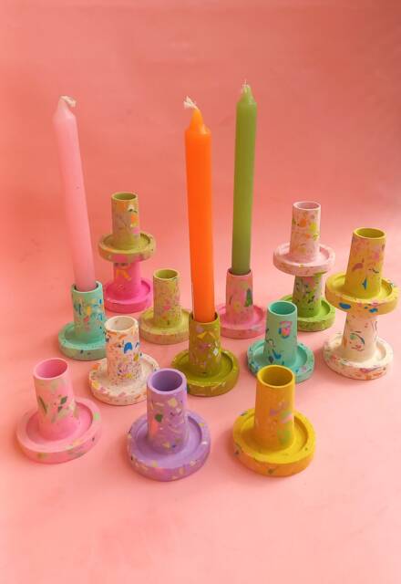Multicolor Terrazzo Candlestick/Candleholder Handmade - image 1