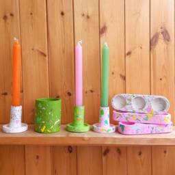 Multicolor Terrazzo Candlestick/Candleholder Handmade - thumbnail 2