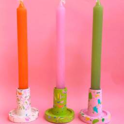 Multicolor Terrazzo Candlestick/Candleholder Handmade - thumbnail 3