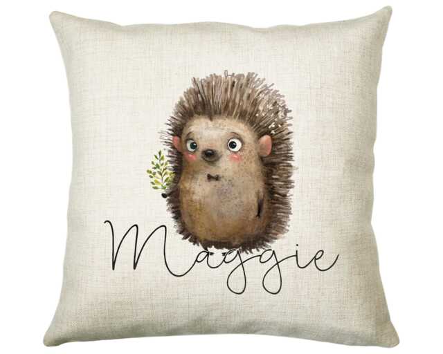 Personalised Hedgehog Cushion Gift Printed Name Design - Throw Pillow For Mum Dad Friend Bedroom Birthday Christmas Cs087 - image 1