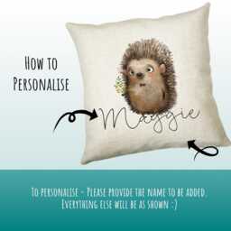 Personalised Hedgehog Cushion Gift Printed Name Design - Throw Pillow For Mum Dad Friend Bedroom Birthday Christmas Cs087 - thumbnail 3