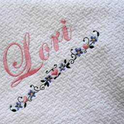 White Cotton Throw Blanket - Embroidered With The Heart Bar Embroidery Design As Shown & Personalized - thumbnail 2