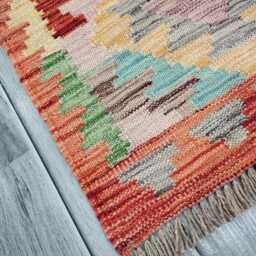 Classic Runner Rug, Handmade Artisan Afghan Turkish Scandinavian Navajo Bohemian Wool Flatweave Multicolour Kilim Rug 200x57 cm - thumbnail 2