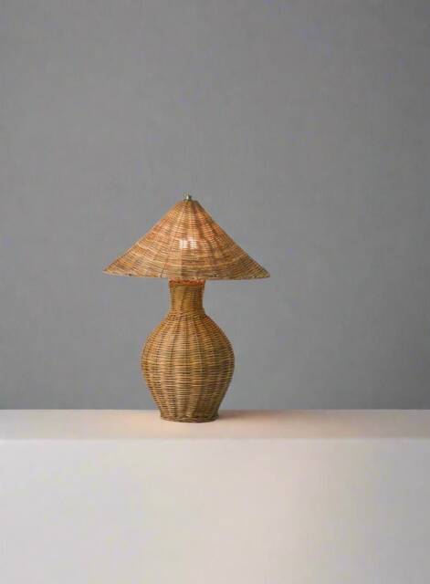 Aliah Wicker Table Lamp, Vintage Style, Living Room, Bedroom Lighting - image 1