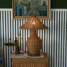 Aliah Wicker Table Lamp, Vintage Style, Living Room, Bedroom Lighting - thumbnail 2