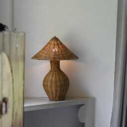Aliah Wicker Table Lamp, Vintage Style, Living Room, Bedroom Lighting - thumbnail 3