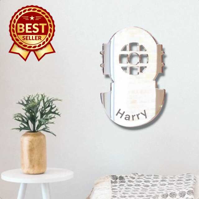 Diving Helmet Acrylic Mirror Wall Art - Personalized Engraving - image 1