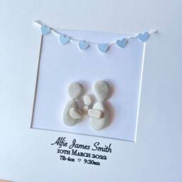 Baby Boy Personalised Pebble Art Family Keepsake Box Frame Picture Birth Details Stats Portrait Newborn Gift Christening - thumbnail 3
